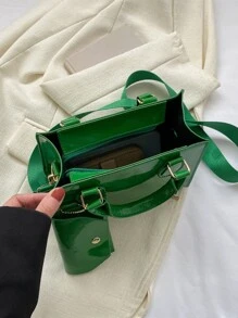 Túi đeo chéo Nữ Lá thư Có thể điều chỉnh được Đôi tay cầm Mốt Đúng mốt - màu xanh lá - Xem 4