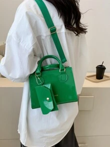 Túi đeo chéo Nữ Lá thư Có thể điều chỉnh được Đôi tay cầm Mốt Đúng mốt - màu xanh lá - Xem 5