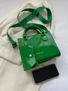 Túi đeo chéo Nữ Lá thư Có thể điều chỉnh được Đôi tay cầm Mốt Đúng mốt - màu xanh lá - Xem 6