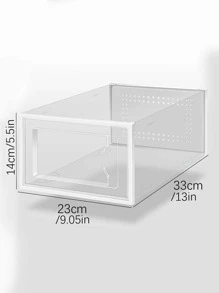 3 piezas caja de almacenamiento de zapatos de plástico reutilizable, caja de almacenamiento de zapatos multifuncional cuadrada transparente Simple, hogar - transparente - Ver 4