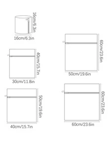 Bolsa de lavandería para lavadora de 5 piezas, bolsa de lavandería de malla fina, bolsa de sujetador de lencería grande - Blanco - Ver 6