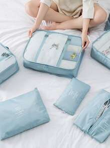 Bộ túi đựng đồ du lịch 7 chiếc đựng quần áo Tủ quần áo sắp xếp ngăn nắp Túi đựng vali Túi đựng đồ du lịch Túi đựng quần áo, Bộ đóng gói hình khối, Bộ túi đựng vali với giày Đồ vệ sinh cá nhân và túi giặt Đồ dùng học tập Trang trí phòng Trang trí phòng ngủ Vật dụng cần thiết trong ký túc xá cho giáo viên học sinh - Màu xanh lam - Xem 2