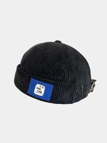 男士字母貼飾地主帽 - 黑色 - 查看 5