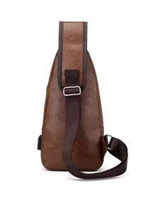 男士 USB 充电包 胸包 定制 PU PVC 单肩包 斜跨包 信使旅行包 斜挎包，送给父亲的礼物 腰包 斜挎包 工作包 圣诞节腰包 礼物 秋季尖叫包 流浪包 复古包 节日必备包 情人节贴纸包 棕色包 情人节礼物 学校假期礼物包 腰包 - 棕色 - 查看 2