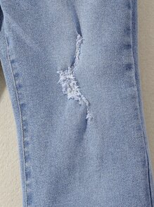 Chicas Jeans de pierna amplia desgarro bajo crudo - Azul lavado medio - Ver 4