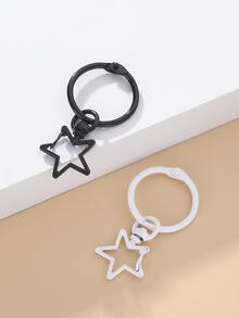 2pcs Star Charm Keychain - Black and White - View 1