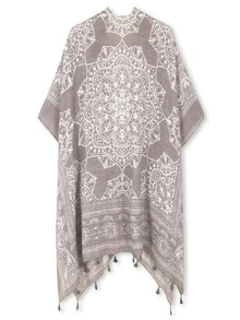 Floral Print Tassel Hem Kimono Summer