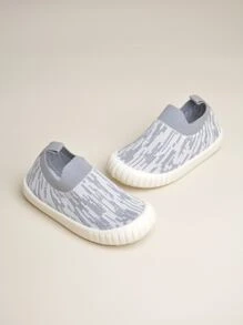 運動板鞋適用於男孩撞色針織細節一腳蹬運動鞋