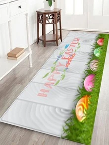 1 pieza Alfombra Huevo de Pascua piso con estampado de slogan para casa - Blanco - Ver 3