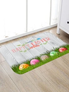 1 pieza Alfombra Huevo de Pascua piso con estampado de slogan para casa - Blanco - Ver 4
