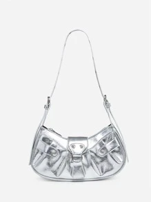 DareSee Bolso tipo hobo ligero y de estilo casual de negocios con decoración de hebilla metálica, perfecto para adolescentes, mujeres, estudiantes universitarios, principiantes y trabajadores de oficina. Ideal para la oficina, la universidad, el trabajo, los negocios, los desplazamientos, el aire libre, los viajes, las salidas, el estilo funky, punk y el streetwear para festivales de música y vuelta al cole en otoño.