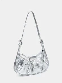 DareSee Bolso tipo hobo ligero y de estilo casual de negocios con decoración de hebilla metálica, perfecto para adolescentes, mujeres, estudiantes universitarios, principiantes y trabajadores de oficina. Ideal para la oficina, la universidad, el trabajo, los negocios, los desplazamientos, el aire libre, los viajes, las salidas, el estilo funky, punk y el streetwear para festivales de música y vuelta al cole en otoño.