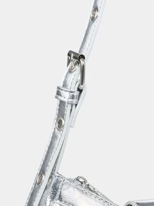 輕便款商務休閒金屬扣裝斜肩包，適用於青少年女孩、女性大學生、初入職場及白領人士，在辦公室、學院、工作、商務、通勤、戶外、旅行、郊遊中都是完美的選擇，且是時尚、個性的街頭穿搭好物 - 銀色 - 查看 6