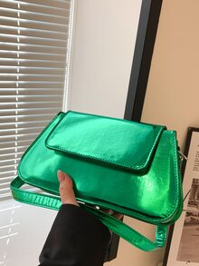 Neon Green Flap Bag - Green - View 4