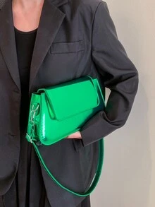 Neon Green Flap Bag - Green - View 8