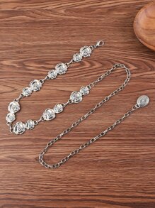 圓形裝飾鏈條腰帶 - 銀色 - 查看 2