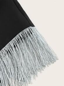 SHEIN ICON Váy bodycon Phương Tây Cô gái cao bồi Viền rìa - màu đen - Xem 4