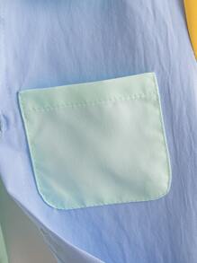 Toddler Boys Colourblock Patched Pocket Shirt Without Tee - Multicolor - View 4