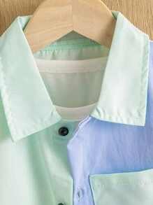 Toddler Boys Colourblock Patched Pocket Shirt Without Tee - Multicolor - View 5