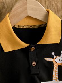 小男童卡通圖案POLO衫和短褲