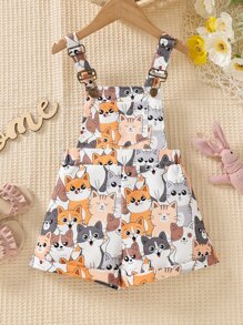 Toddler Girls Cartoon Graphic Overall Romper - Multicolor - View 1