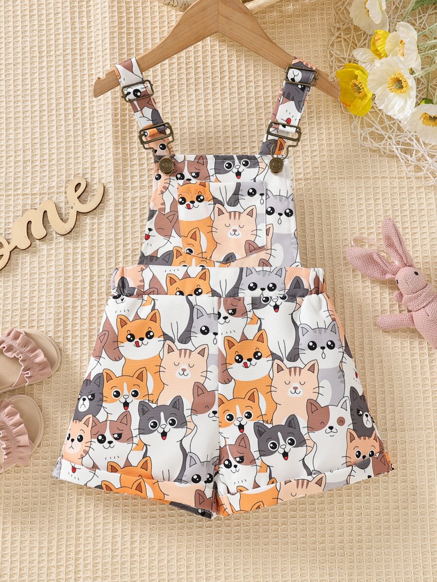 Toddler Girls Cartoon Graphic Overall Romper - Multicolor - View 1