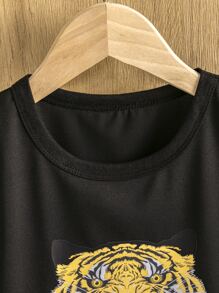 Toddler Boys Tiger Print Tee - Black - View 3