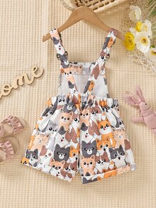 Toddler Girls Cartoon Graphic Overall Romper - Multicolor - View 2