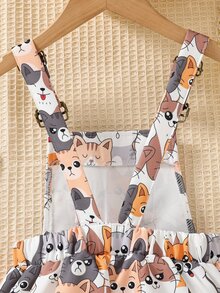 Toddler Girls Cartoon Graphic Overall Romper - Multicolor - View 5