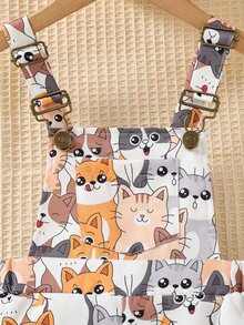 Toddler Girls Cartoon Graphic Overall Romper - Multicolor - View 6