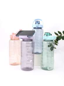 1入組2L個人電腦水瓶極簡帶時間標記和吸管蓋水瓶適用於室內和戶外 - 紫色 - 查看 5