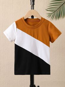 SHEIN Toddler Boys Colour Block Tee - Multicolor - View 1