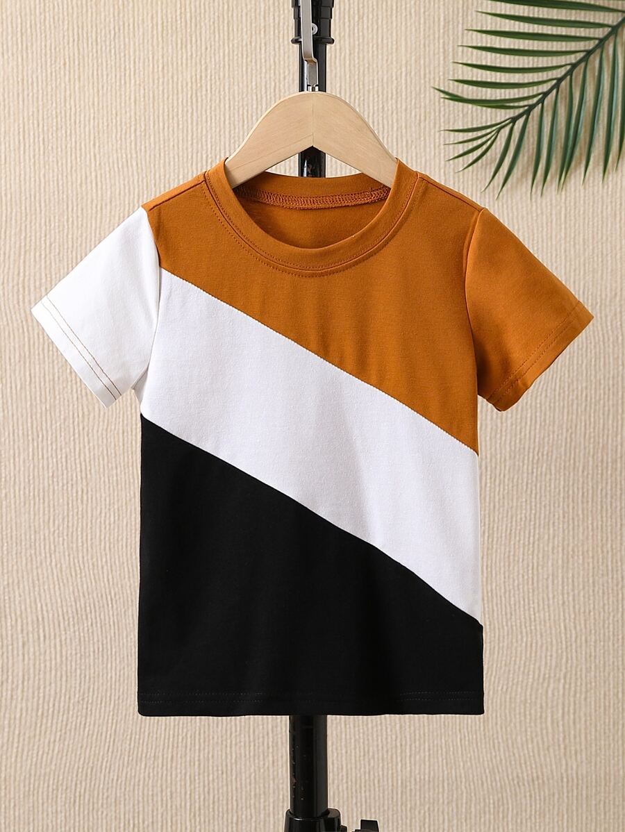 SHEIN Toddler Boys Colour Block Tee - Multicolor - View 1