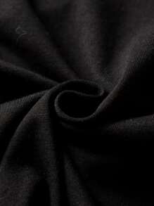 Niñito 1 pieza Camiseta con estampado de conejo y letra - Negro - Ver 3