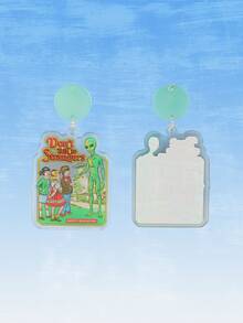 Stevenrhodes Bông tai thả hình học đồ họa Alien & Figure - màu xanh lá - Xem 3