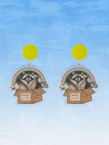 Vincenttrinidadart 彩虹和動物圖案幾何耳墜 - 彩色 - 查看 1