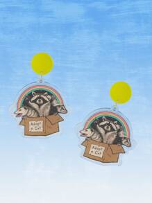 Vincenttrinidadart 彩虹和動物圖案幾何耳墜 - 彩色 - 查看 2