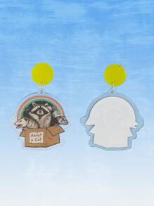 Vincenttrinidadart 彩虹和動物圖案幾何耳墜 - 彩色 - 查看 3