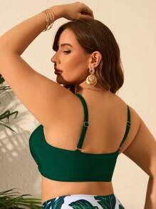 SHEIN Swim Curve Plus Cut Out Front Bikini Top - Green - View 2