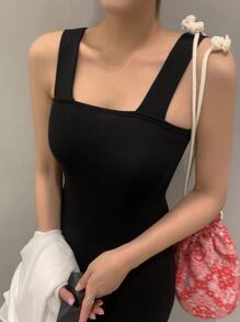 DAZY Solid Mermaid Hem Dress - Black - View 4