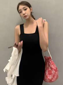 DAZY Solid Mermaid Hem Dress - Black - View 6