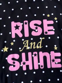 Tween女孩獨角獸&月亮印花緊身睡衣套裝,家居服 - 黑色 - 查看 8