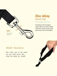 1pc Adjustable Pet Car Seat Belt - Black - View 3
