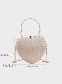 New Classic Luxury Style Women's Evening Bag Fashionable Solid Color Chain Heart-Shaped Handbag Portable Versatile Elegant Shoulder Crossbody Bag Can Hold Lipstick Change Mobile Phone Suitable For Parties Dinner Dance Wedding.