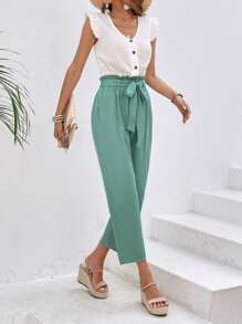 SHEIN VCAY Mono ribete con fruncido con cinturón