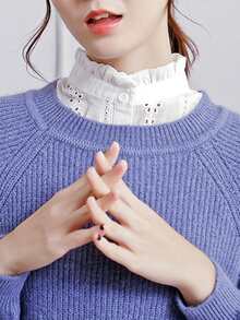 鏤空刺繡插肩領，非常適合派對穿著，完美提升你的穿著風格 - 白色 - 查看 4