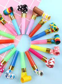 10pcs Paper Party Blower, Modern Geometric Pattern Party Whistle For Party - Multicolor - View 1