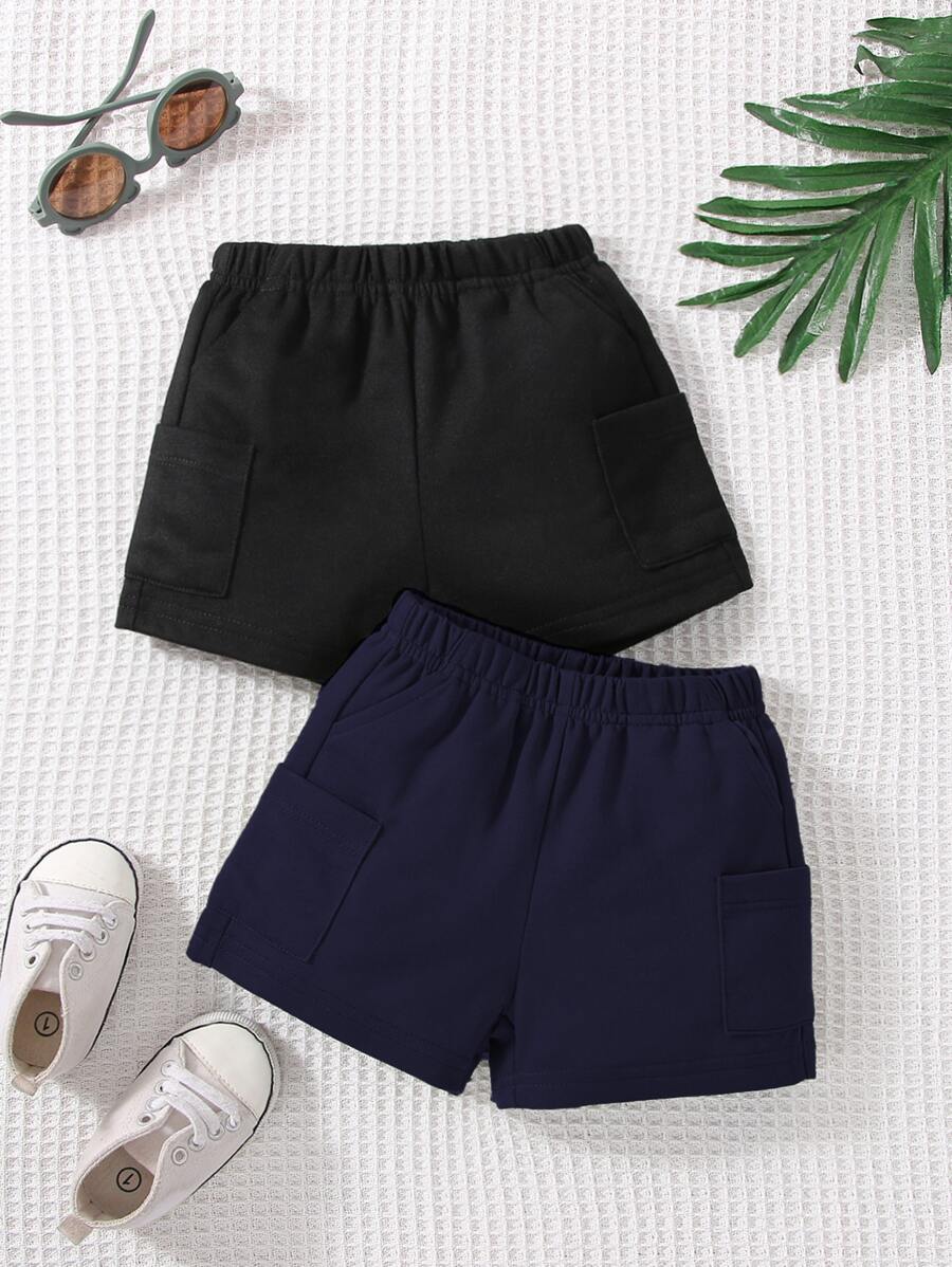 Baby Boy 2pcs Dual Pockets Elastic Waist Shorts - Multicolor - View 1