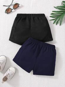 Baby Boy 2pcs Dual Pockets Elastic Waist Shorts - Multicolor - View 2
