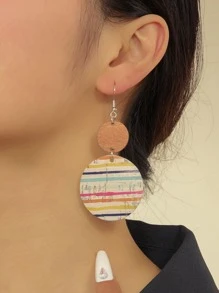 條紋圖案圓形耳墜 - 彩色 - 查看 1